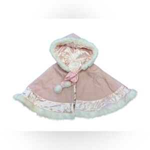 LIZ LISA Poncho EUC Disney Beauty And The Beast Pink White Size 0